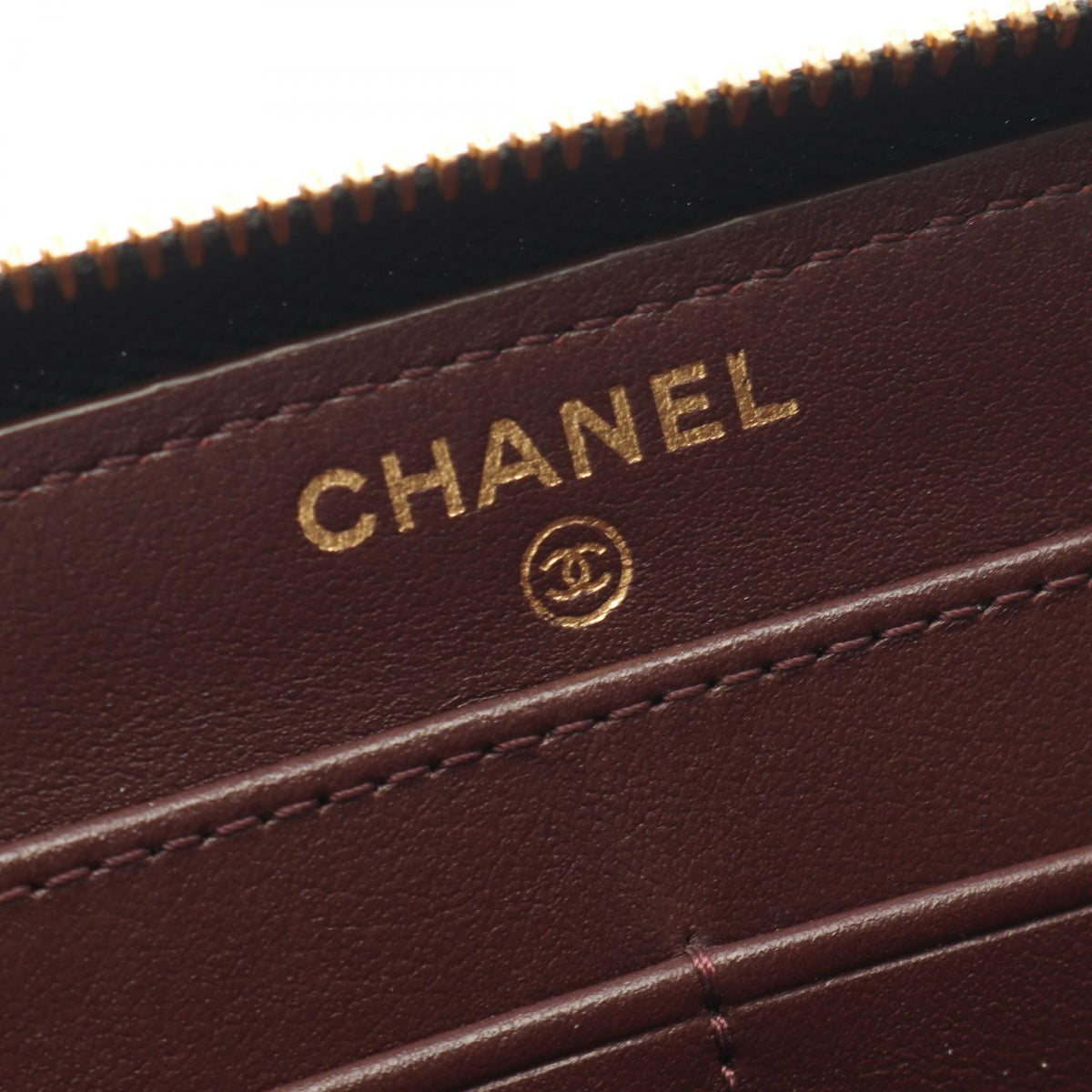 CHANEL Black Classic Long Zip Wallet Matelasse Grained Calfskin leather 2101220101848