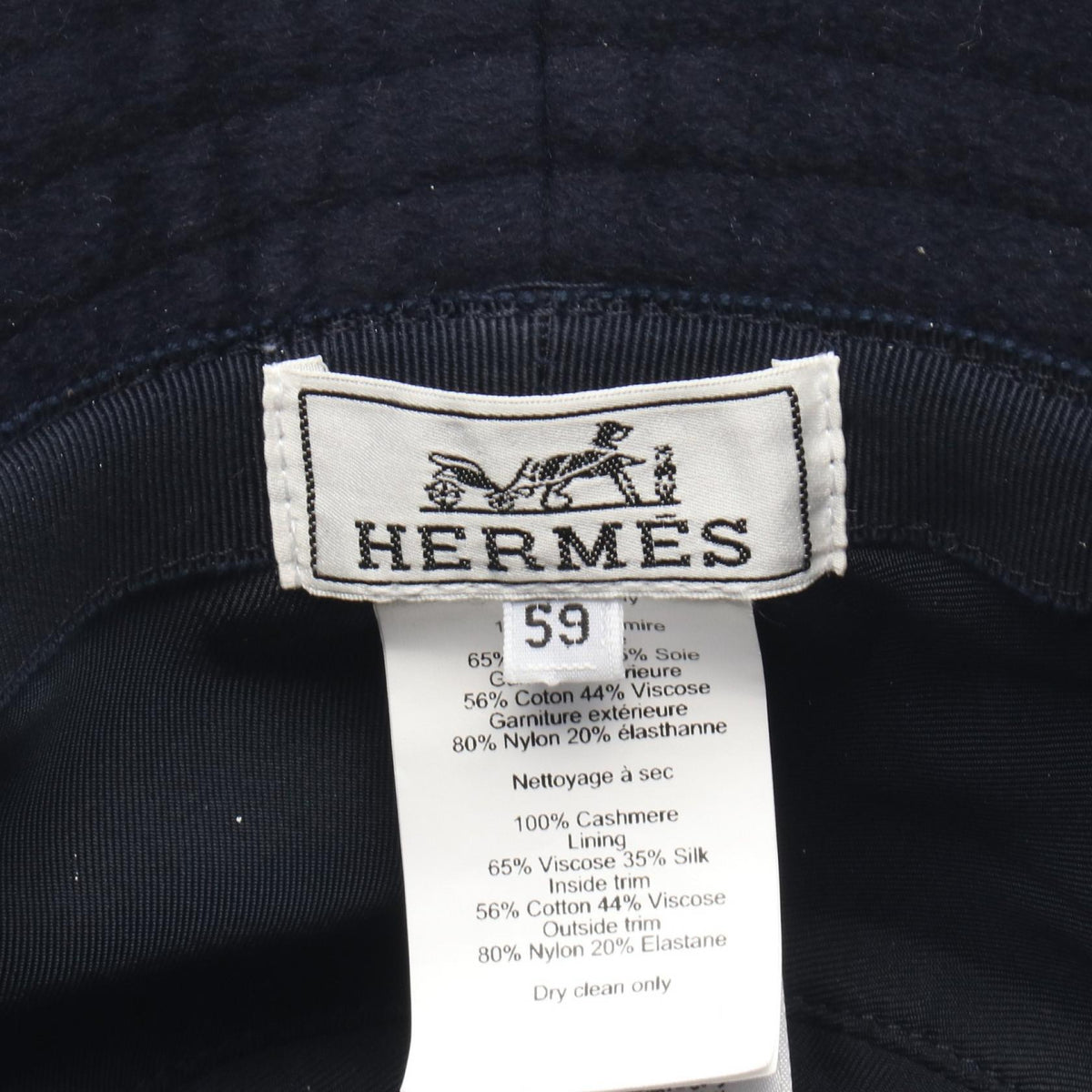 HERMES Fred Quarterbash Cotton Hat hat Navy Other cashmere 2101219465302