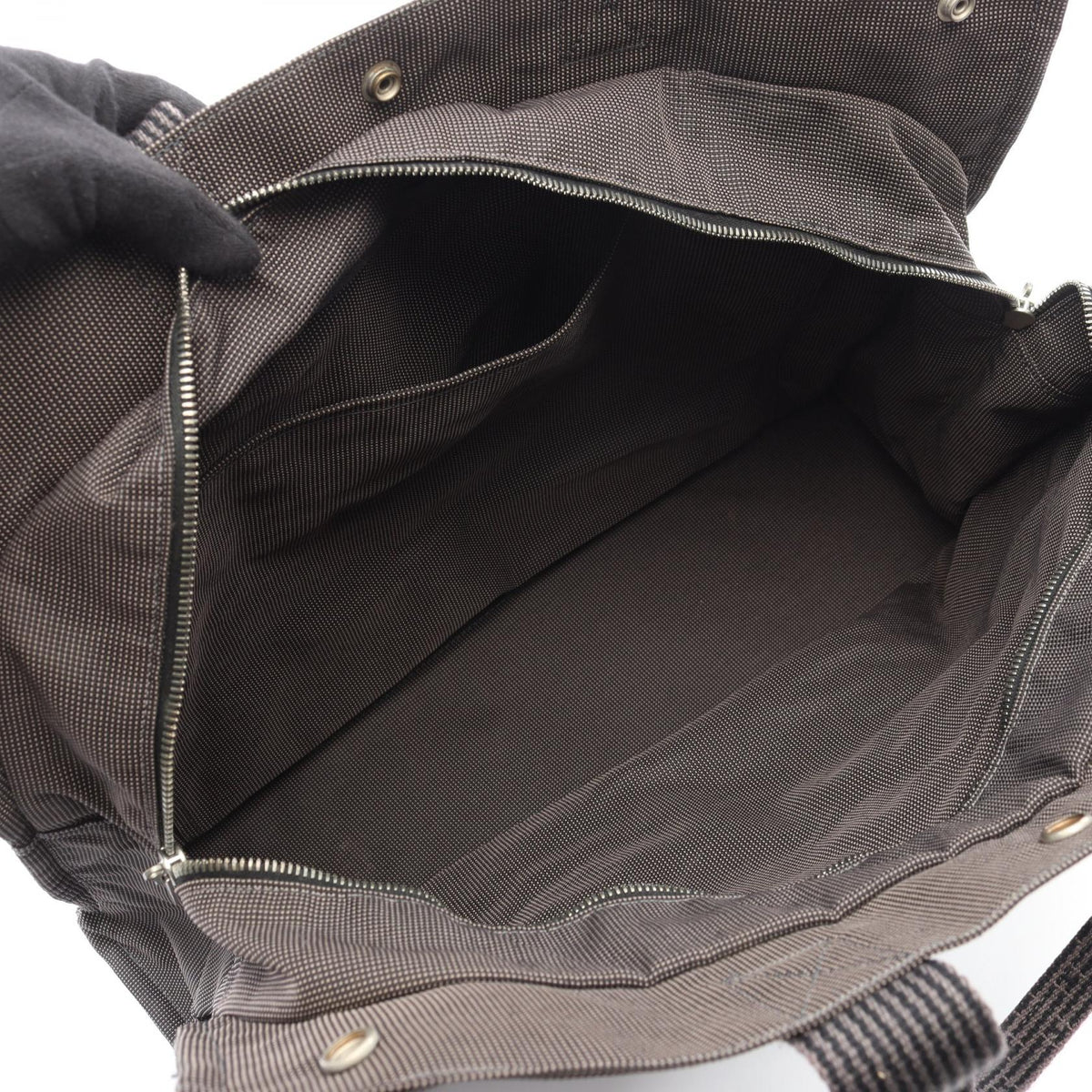 HERMES HerlineGM Tote Bag Gray Other Nylon canvas 2104102478212