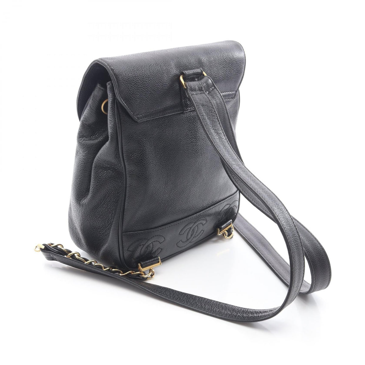 CHANEL Black Triple COCO Mark Grained Calfskin leather 2101219348506