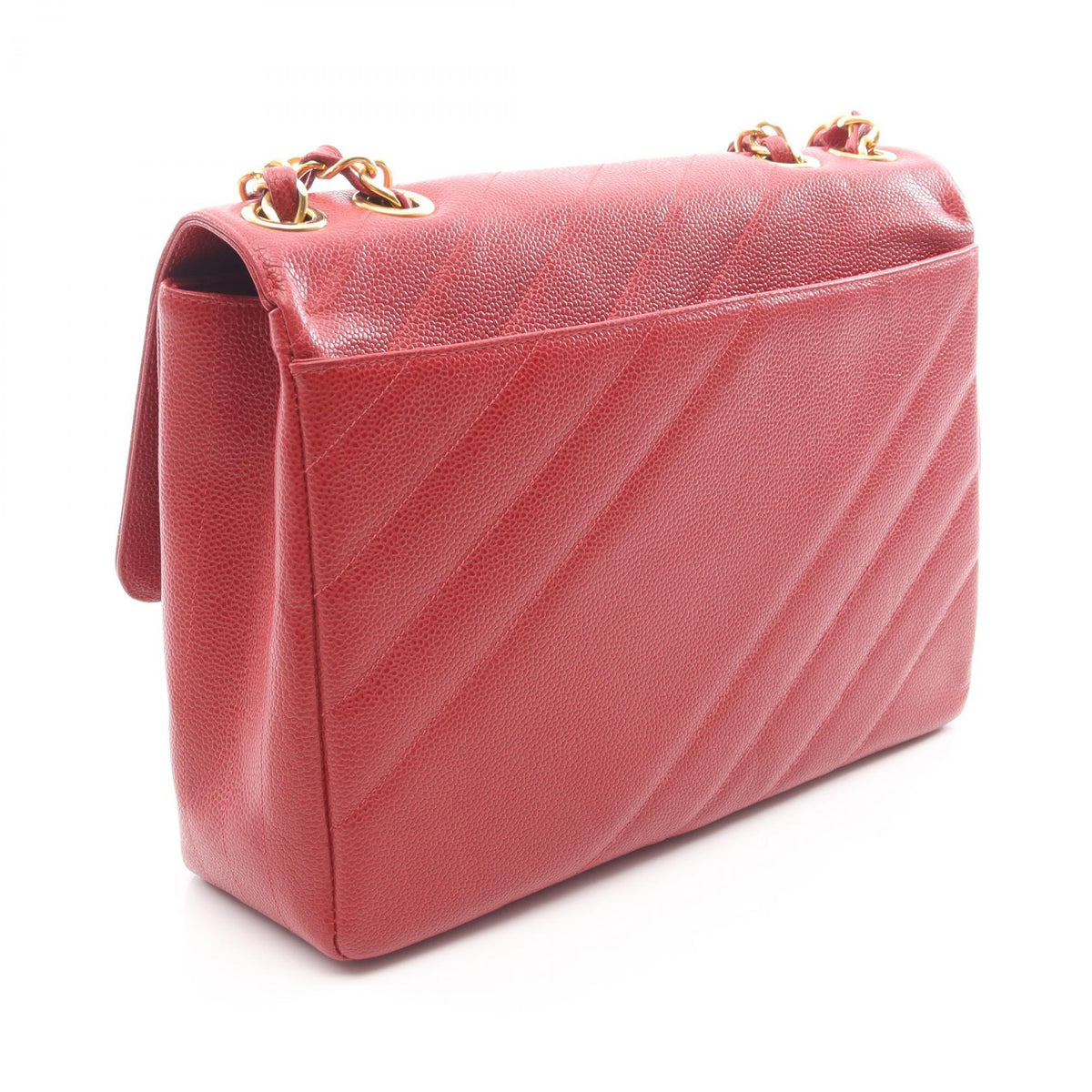 CHANEL Red Bias stitch Grained Calfskin leather 2106800615555