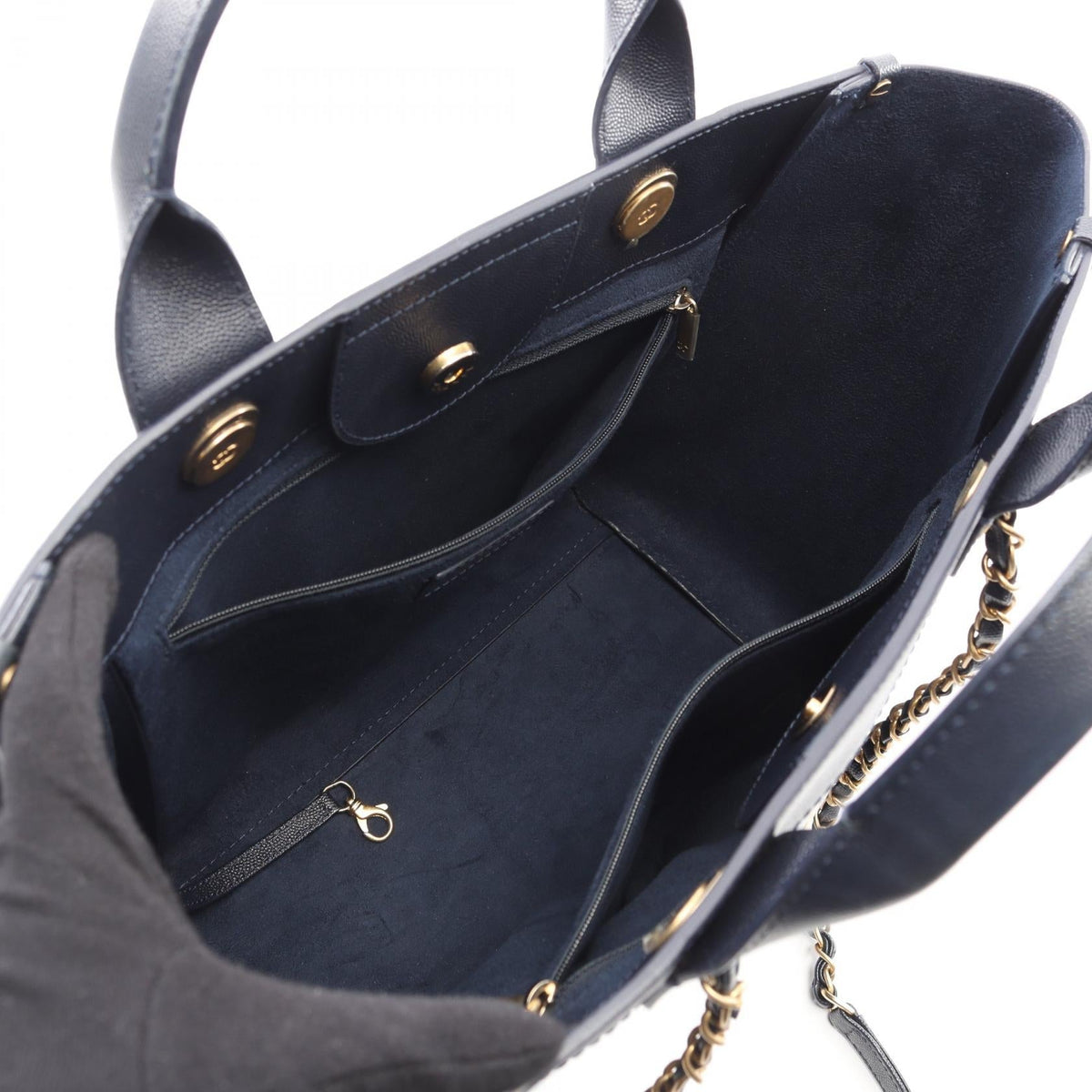 CHANEL Navy Deauville leather�grained calf leather A57069 2101219606941