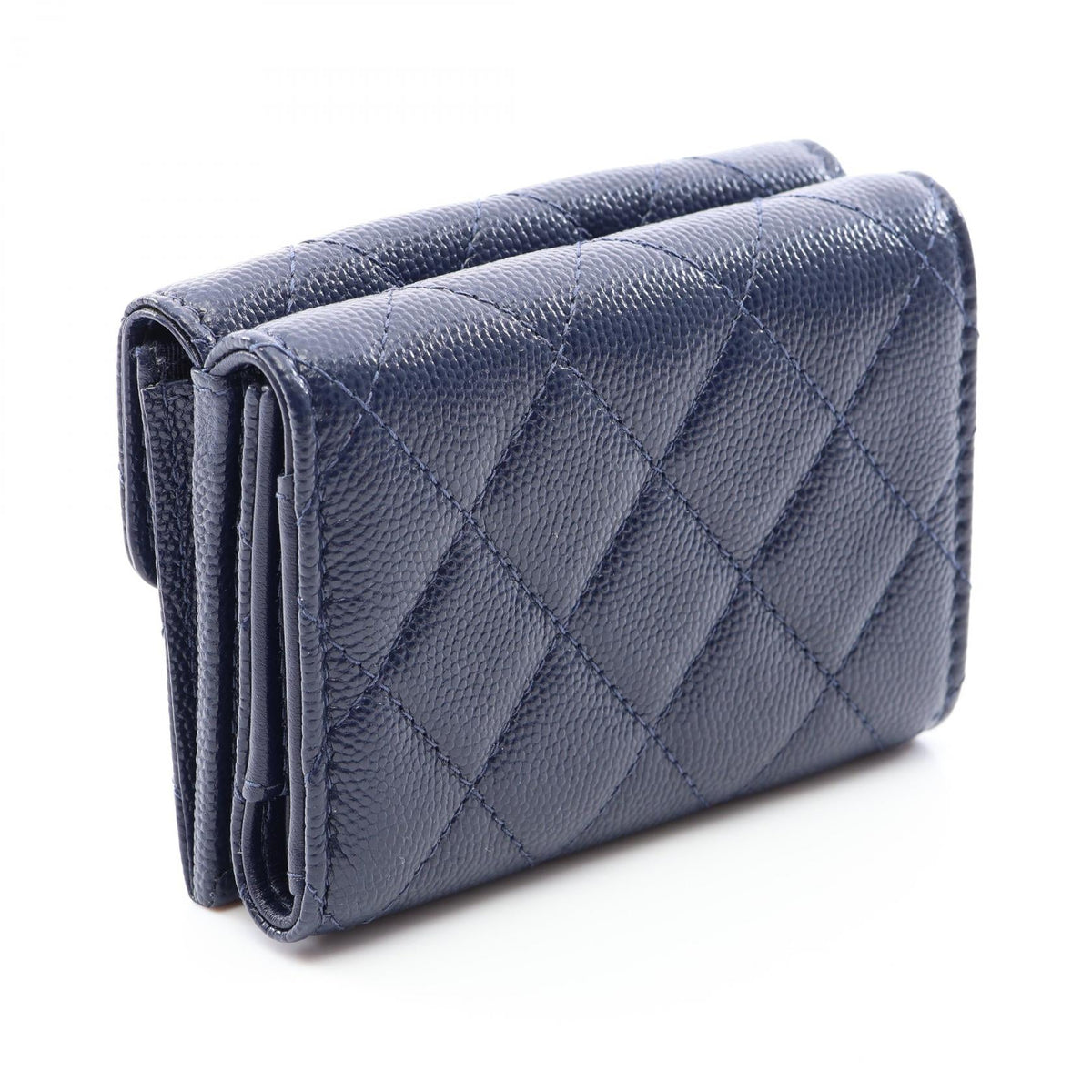 CHANEL Navy Classic Small Flap Wallet Matelasse Grained Calfskin leather AP0230 2120800029525