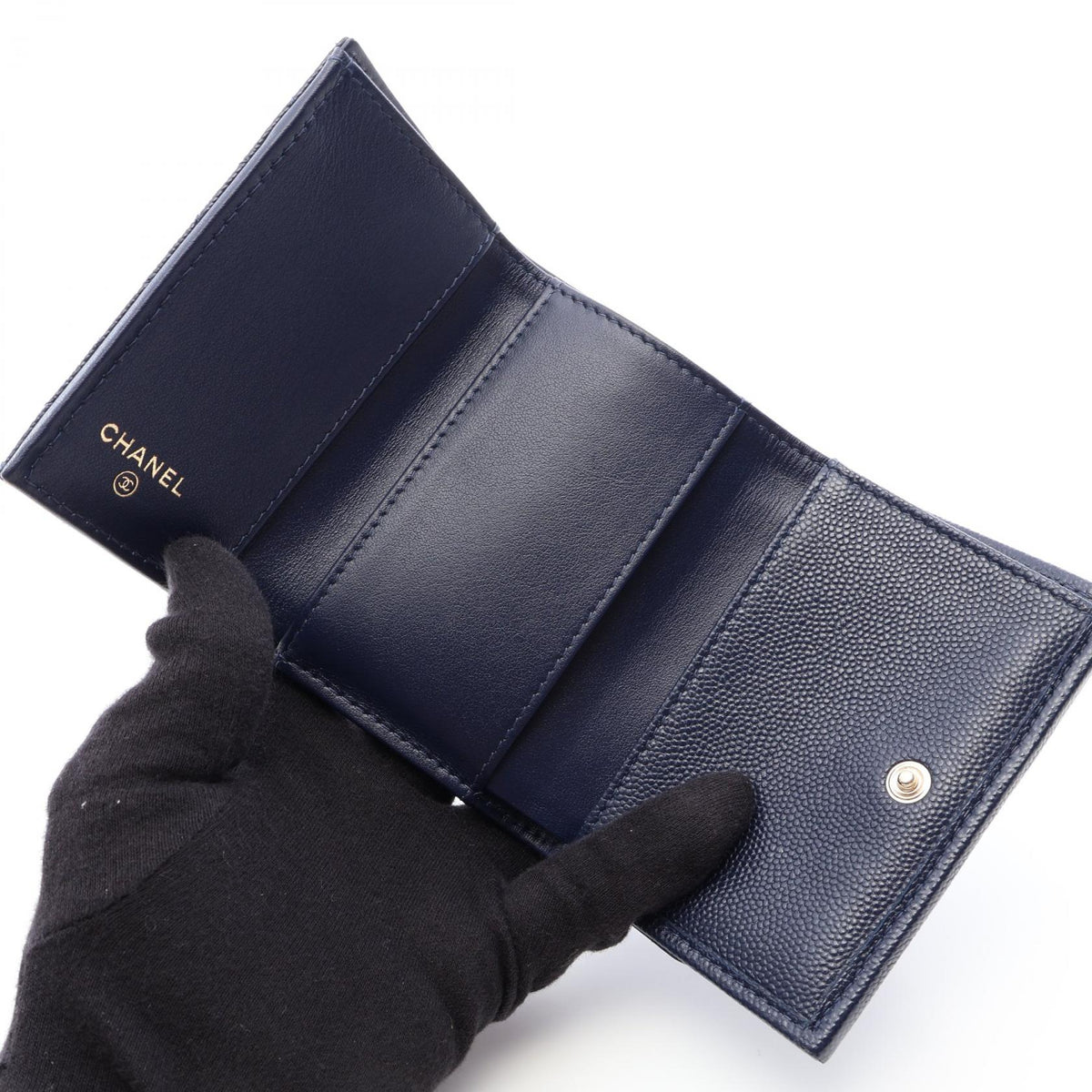 CHANEL Navy Classic Small Flap Wallet Matelasse Grained Calfskin leather AP0230 2120800029525