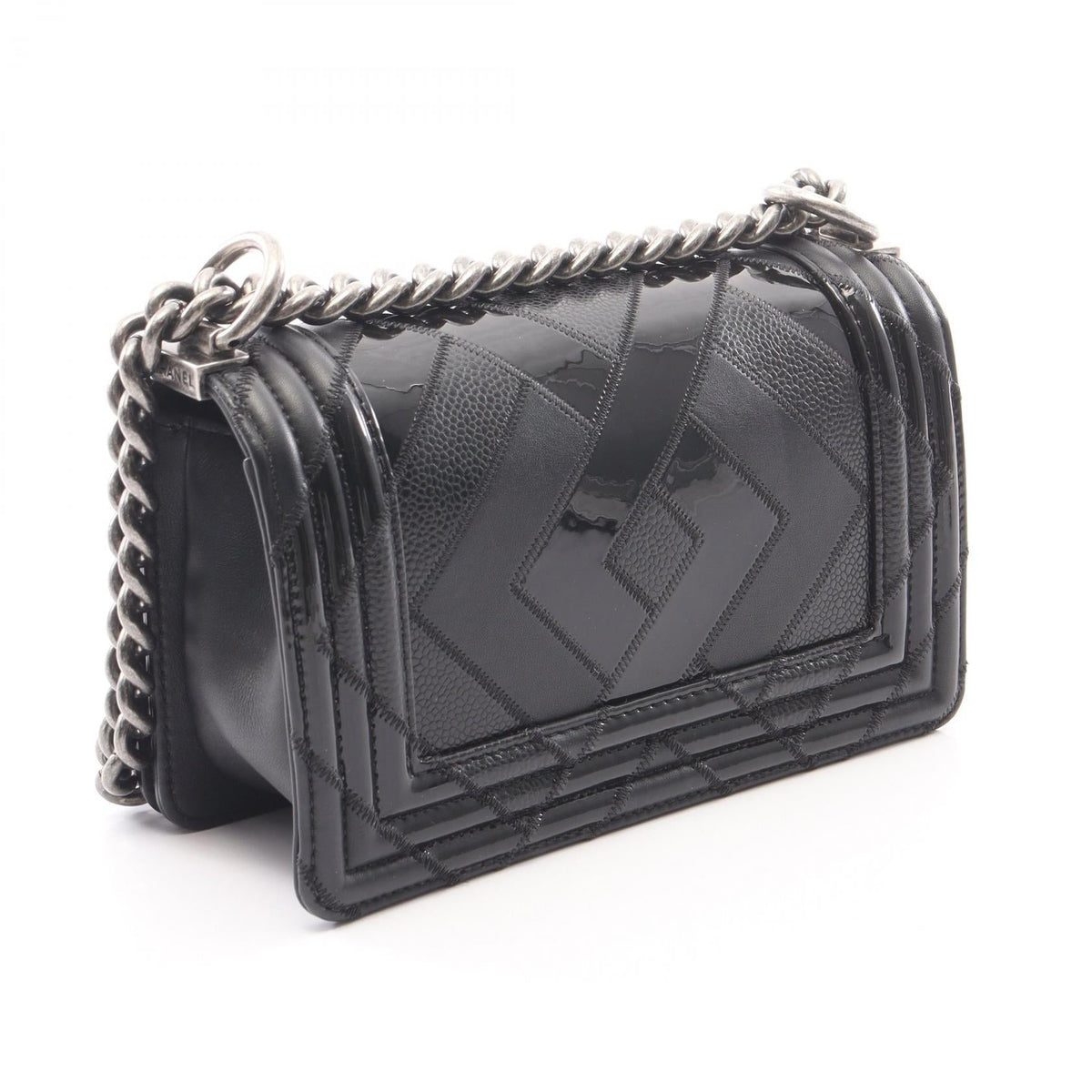 CHANEL Black Boy Chanel Small Grained Calfskin leather�Patent leather A67085 2101220052638