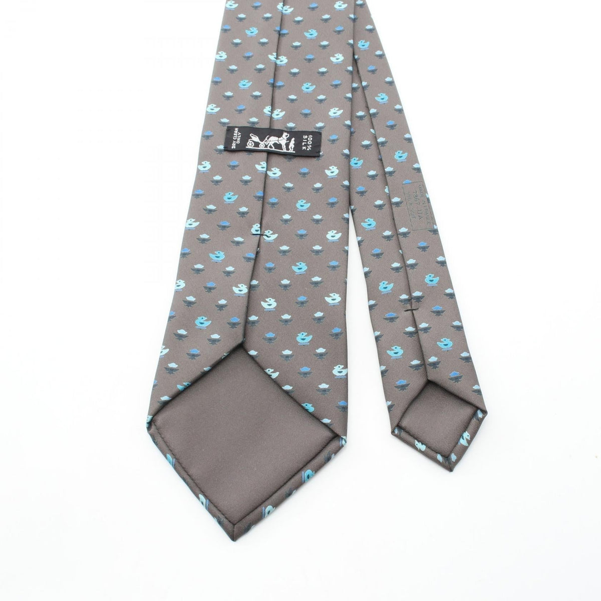 HERMES Bird pattern tie Gray/Blue silk silk 2106800630237