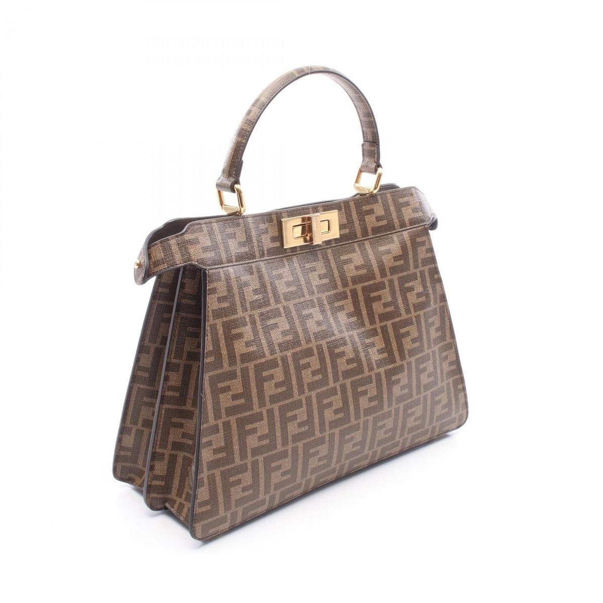 FENDI Peekaboo I See You Medium 2WAY Handbag Brown/Yellow/Multicolor PVC coated canvas�Patent leather�leather 8BN321 2120900136109