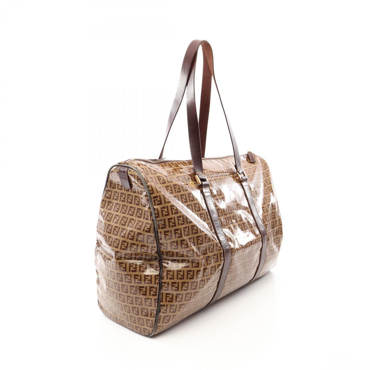 FENDI Zucchino Boston bag Beige/Brown PVC coated canvas leather 2101220130879