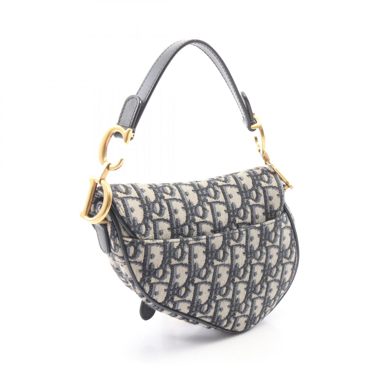 Christian Dior Saddlebag Mini Oblique Jacquard 2WAY Handbag Beige/Navy canvas�leather M0456CTZQ 2101220132095