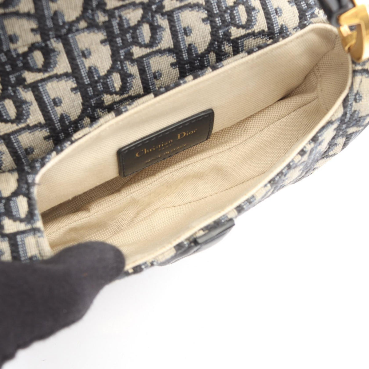 Christian Dior Saddlebag Mini Oblique Jacquard 2WAY Handbag Beige/Navy canvas�leather M0456CTZQ 2101220132095