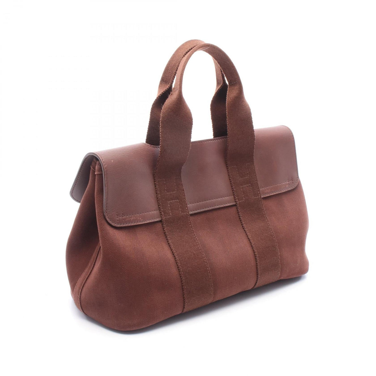 HERMES Valparaiso PM Handbag Brown Toile Chevrons leather Toile Chevrons 2101220127558