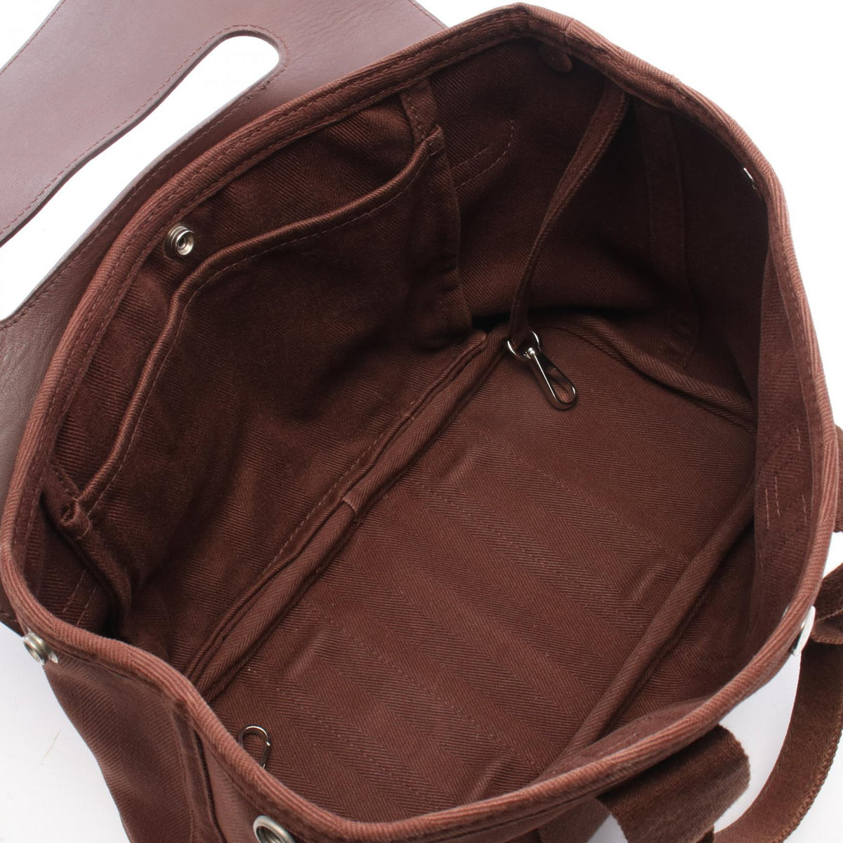 HERMES Valparaiso PM Handbag Brown Toile Chevrons leather Toile Chevrons 2101220127558