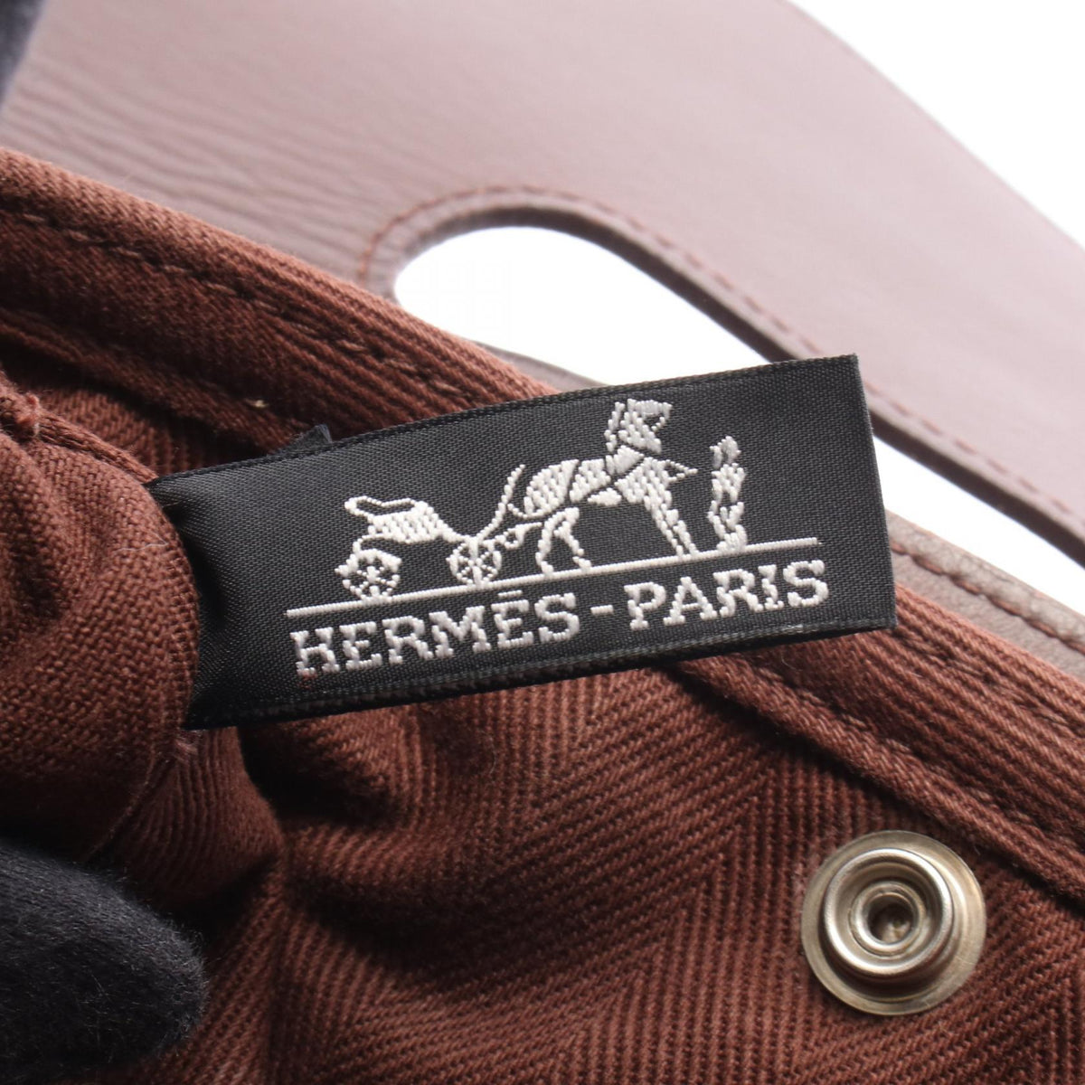 HERMES Valparaiso PM Handbag Brown Toile Chevrons leather Toile Chevrons 2101220127558
