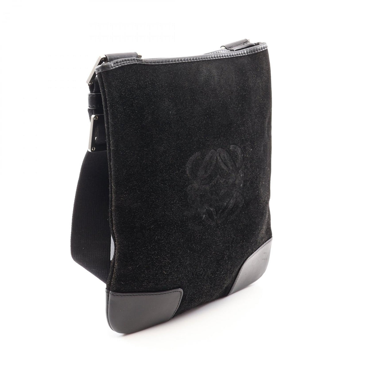 LOEWE anagram Shoulder Bag Black Suede leather 2101220127695
