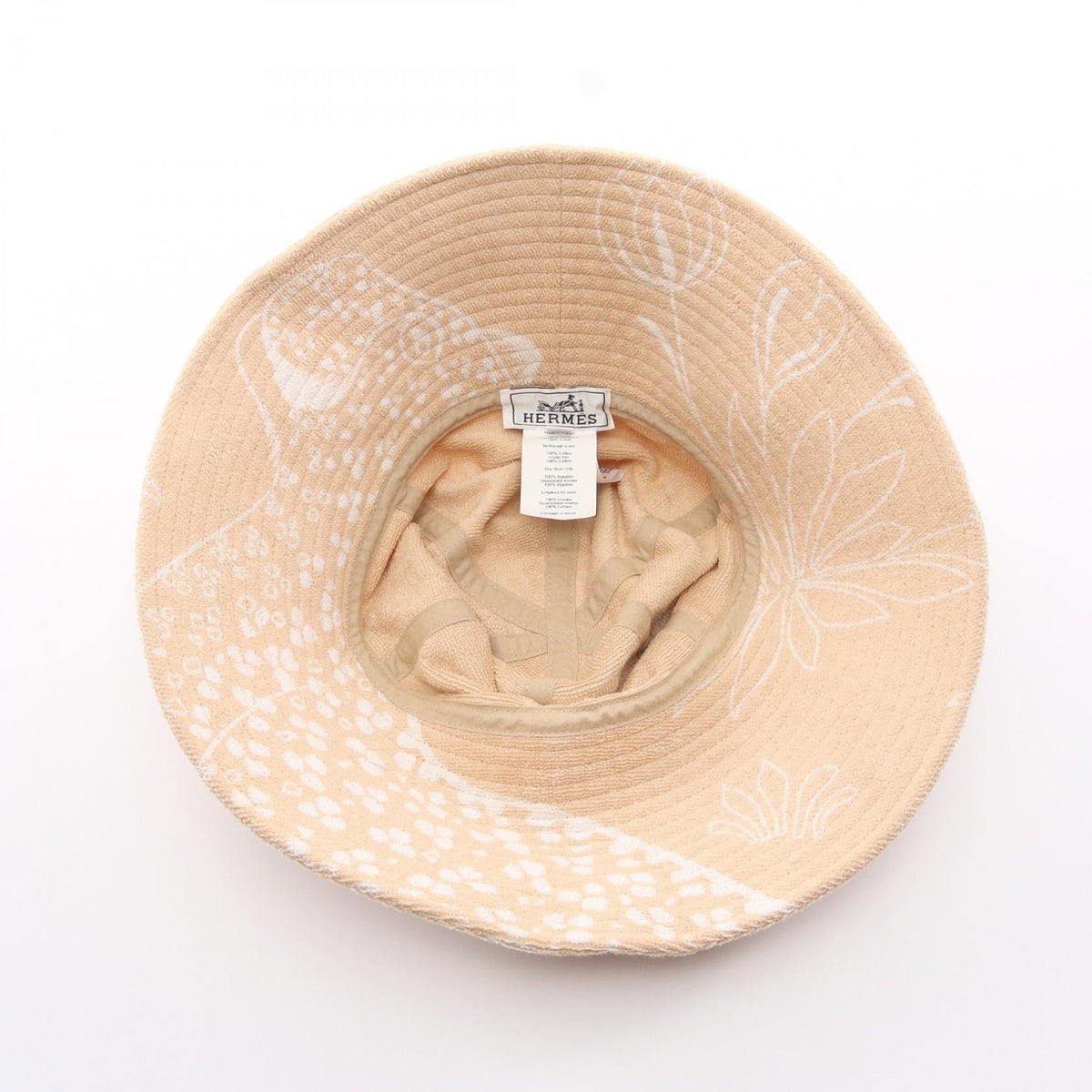 HERMES Jean Les Leopards Pile Bucket hat Beige Other cotton 2101220128098