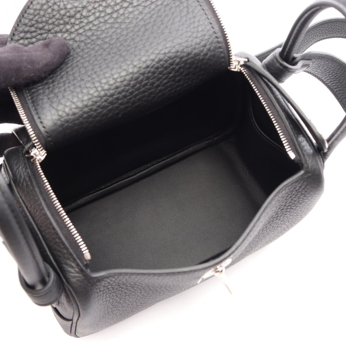 HERMES Lindy Mini Shoulder Bag Black Taurillon Clemence Other Taurillon Clemence 2101220109783