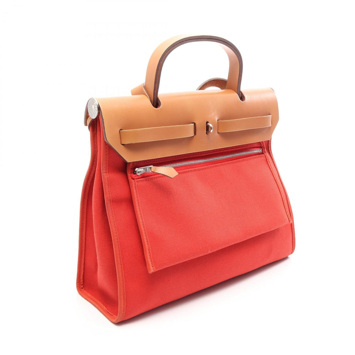 HERMES Alebag Zip PM Terre Battue Natural 2WAY HandbagOrange Orange Orange/Brown Towar Military Other Toile Military / Vache leather hunter 2101220055967