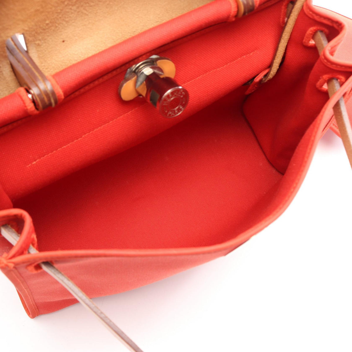 HERMES Alebag Zip PM Terre Battue Natural 2WAY HandbagOrange Orange Orange/Brown Towar Military Other Toile Military / Vache leather hunter 2101220055967