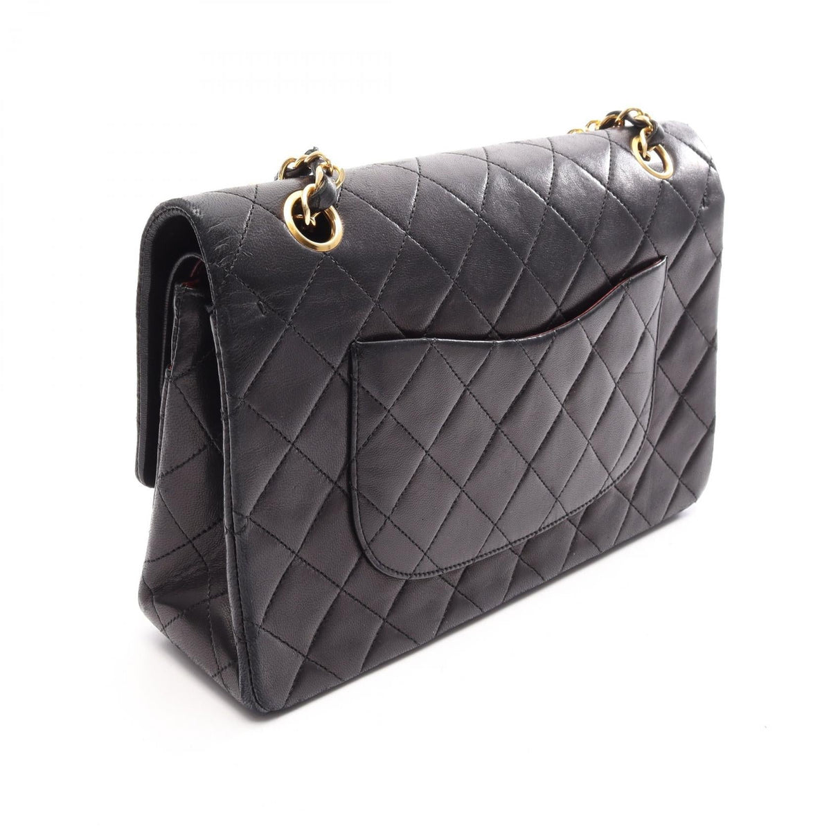 CHANEL Black Matelasse W flap Lambskin (sheep leather) A01112 2101220060732