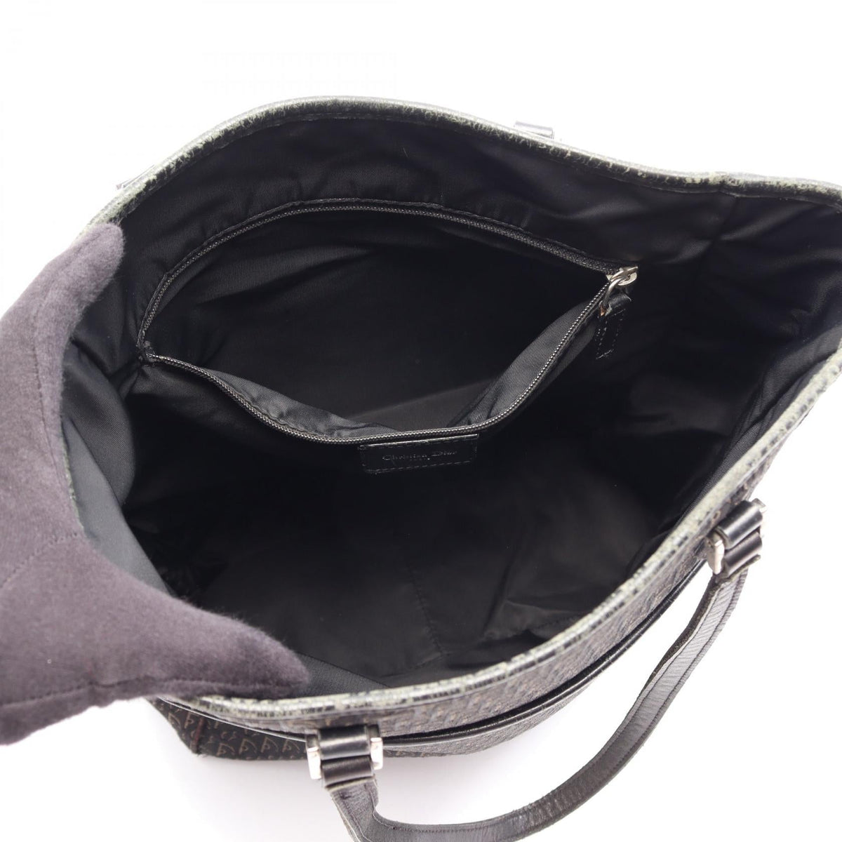 Christian Dior Trotter Tote Bag Black canvas�leather 2101220065829