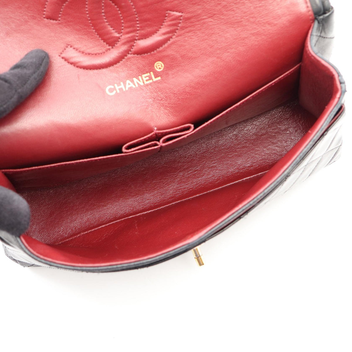 CHANEL Black Matelasse W flap Lambskin (sheep leather) 2101219982151