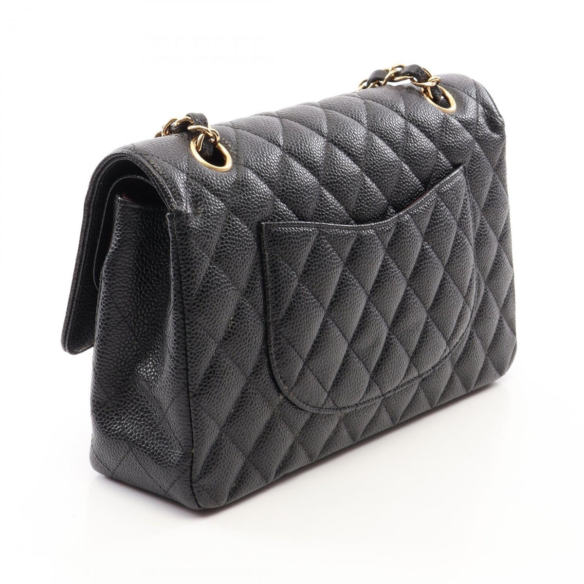 CHANEL Black Matelasse W flap Grained Calfskin leather A01112 2101220073701