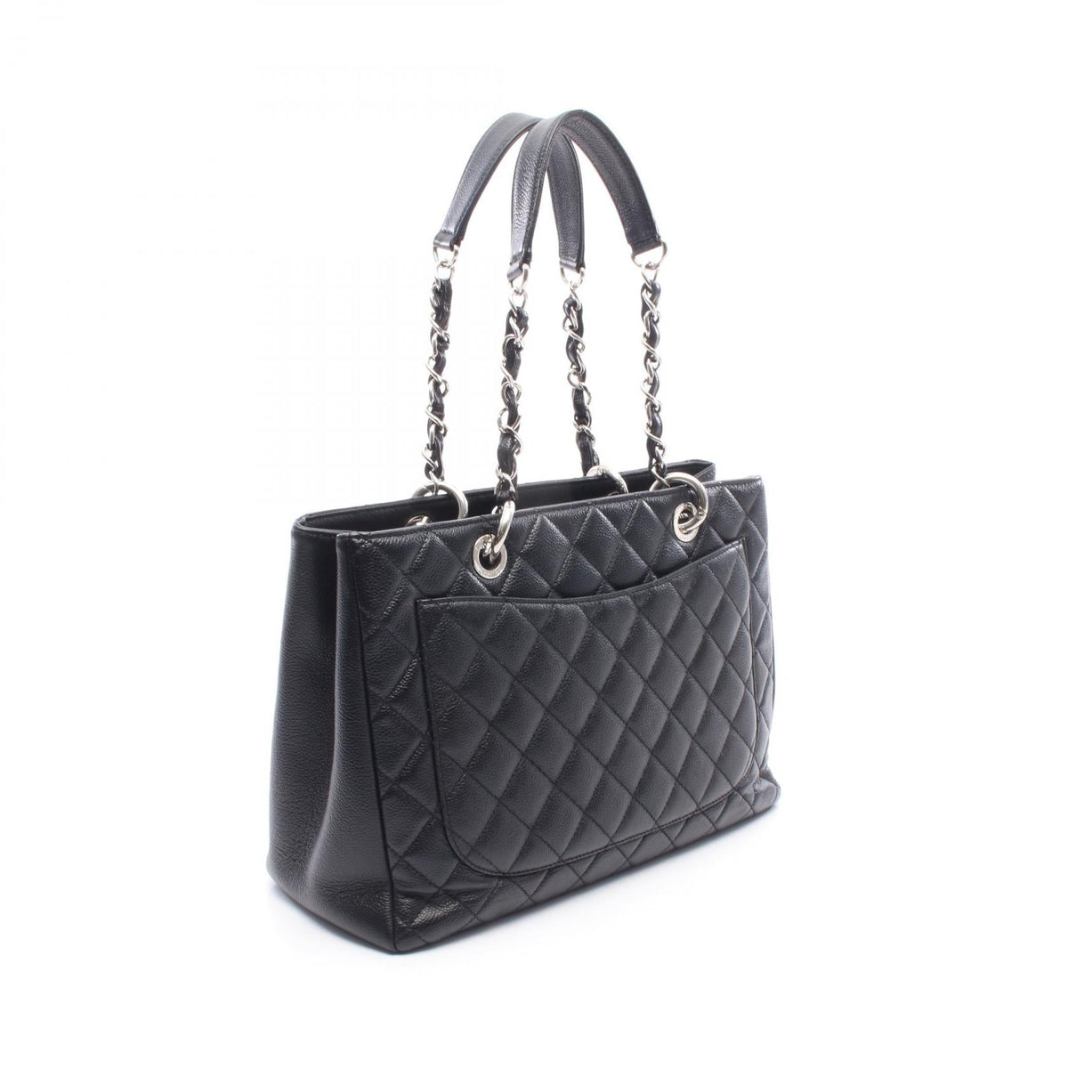 CHANEL Black Matelasse Grand Shopping GST Grained Calfskin leather A50995 2101220126452