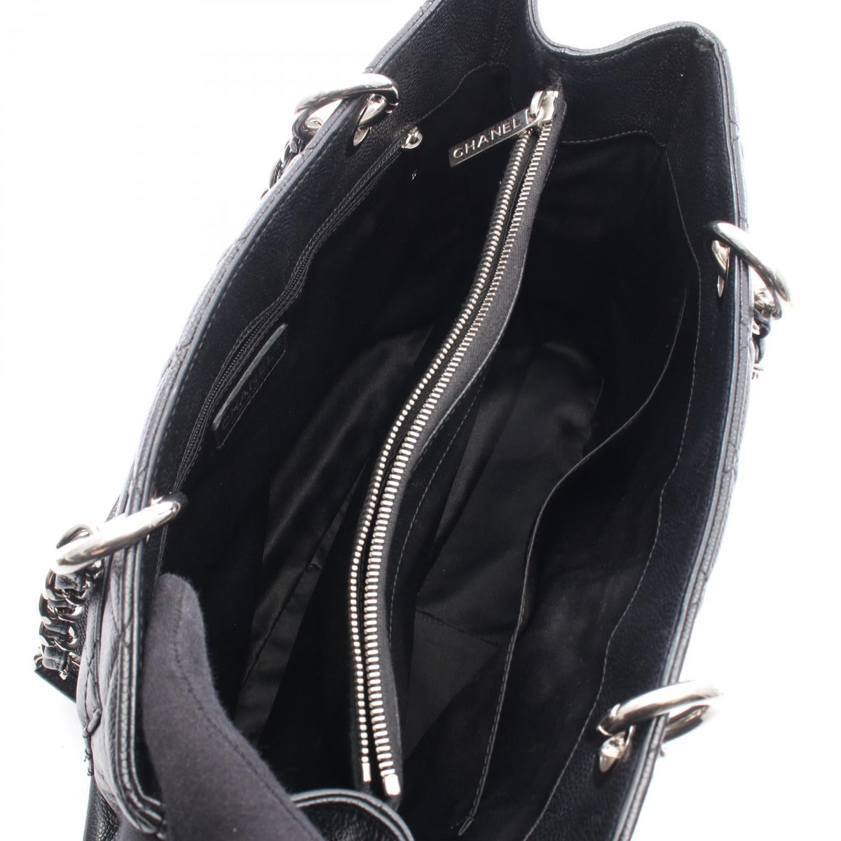 CHANEL Black Matelasse Grand Shopping GST Grained Calfskin leather A50995 2101220126452