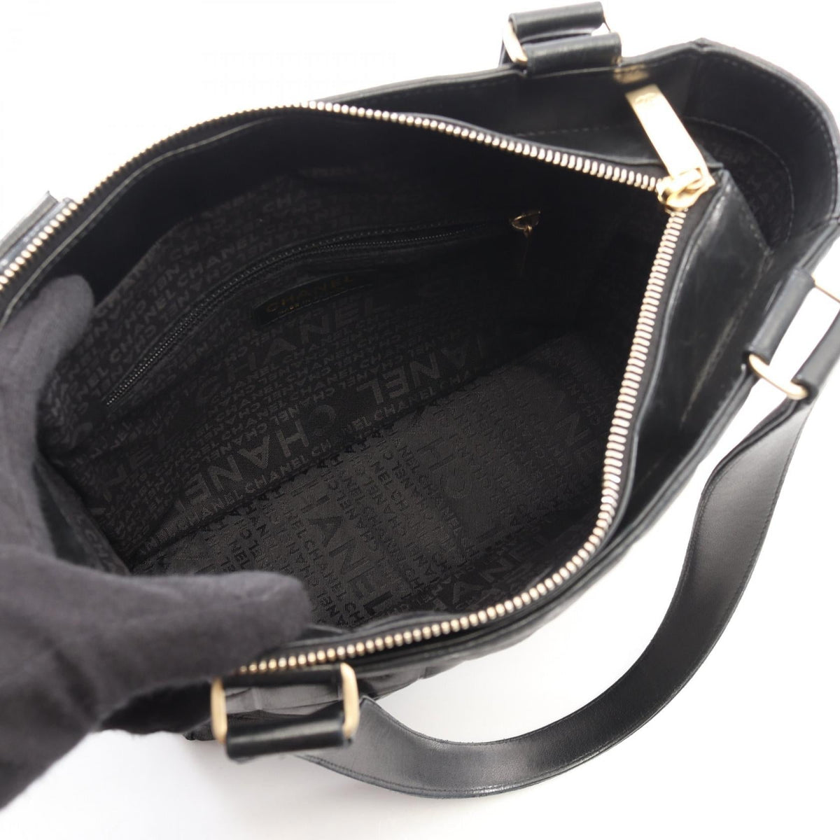 CHANEL Black Chocolate bar Lambskin (sheep leather) 2101220098827