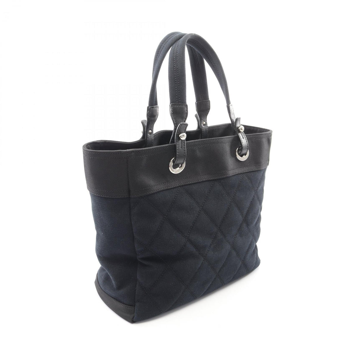 CHANEL Black Paris Biarritz MM canvas�leather 2101220099107