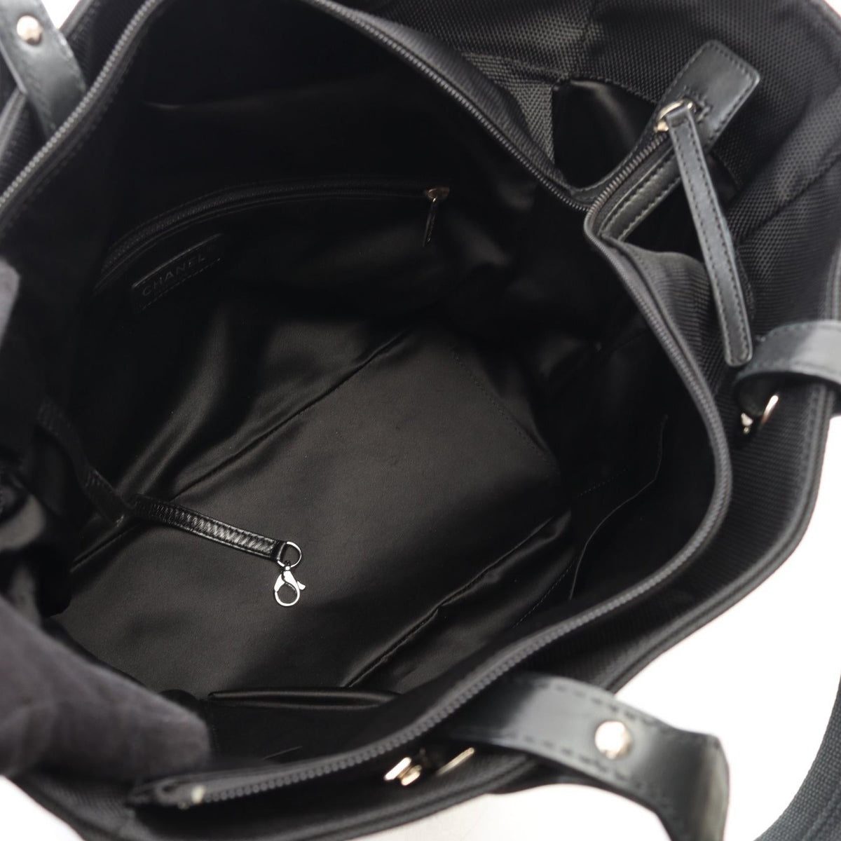CHANEL Black Paris Biarritz MM canvas�leather 2101220099107