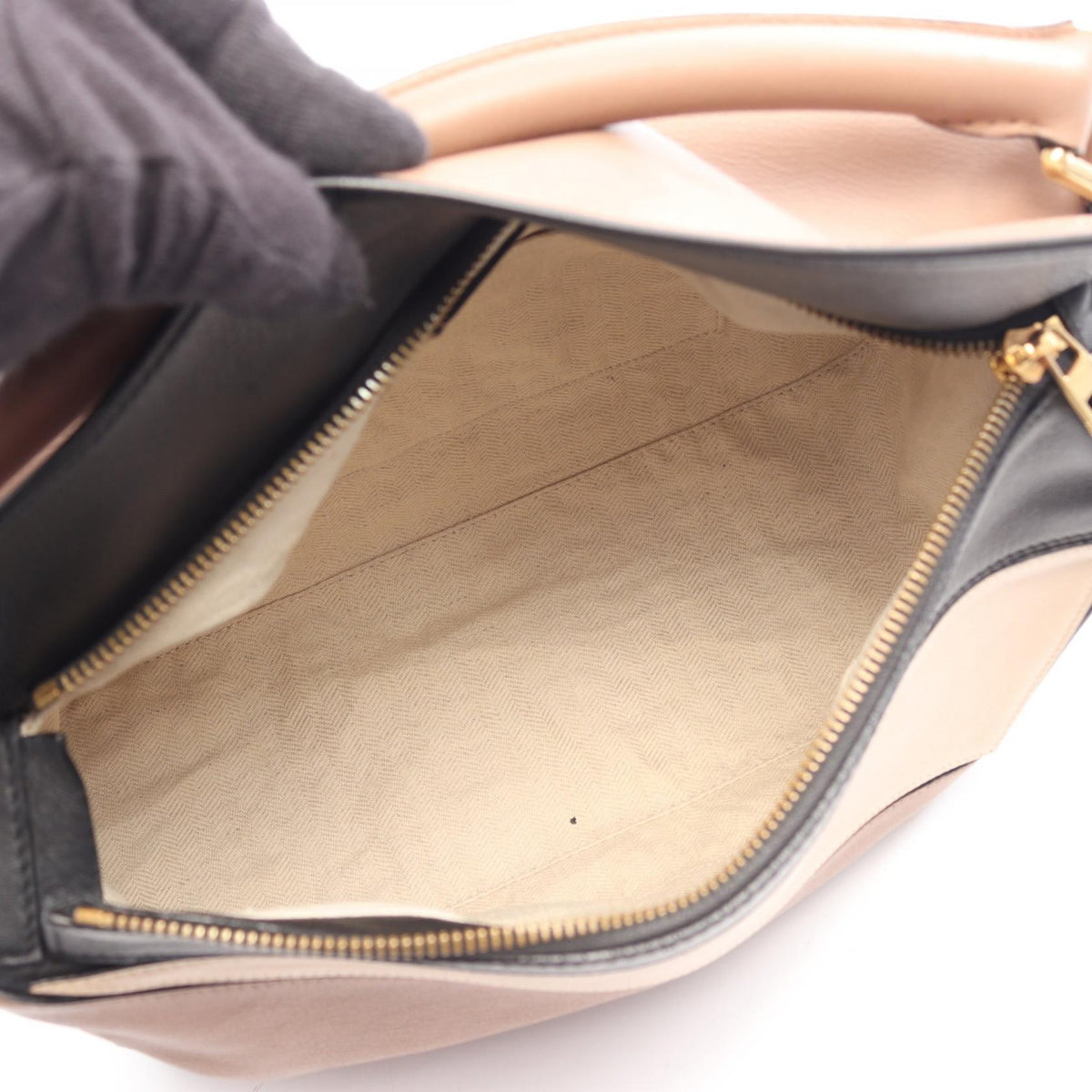 LOEWE Puzzle Bag Medium 2WAY Handbag Brown/Beige/Black leather 2101220125882
