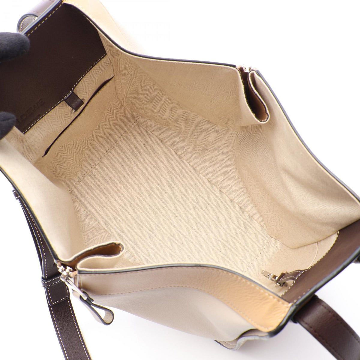 LOEWE HAMMOCK SMALL (2-Way Hammock) Handbag Beige/Brown leather 2101220125738