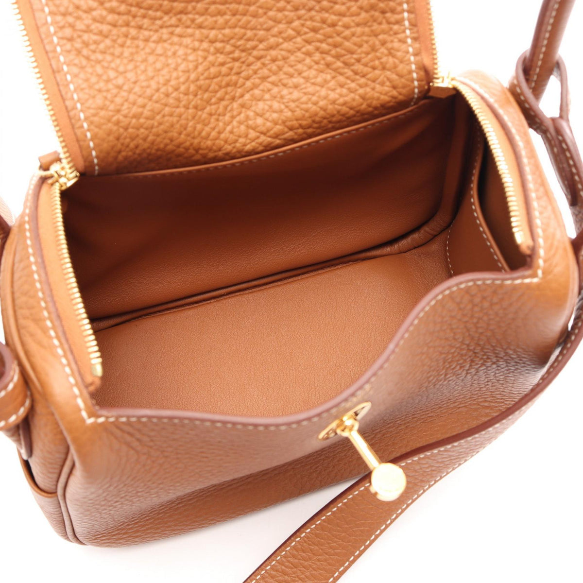 HERMES Lindy Mini Shoulder BagGold Gold Brown Taurillon Clemence leather Taurillon Clemence 2101220116439