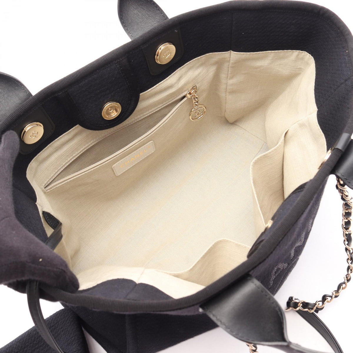CHANEL Black Deauville canvas�leather A67001 2101219812342