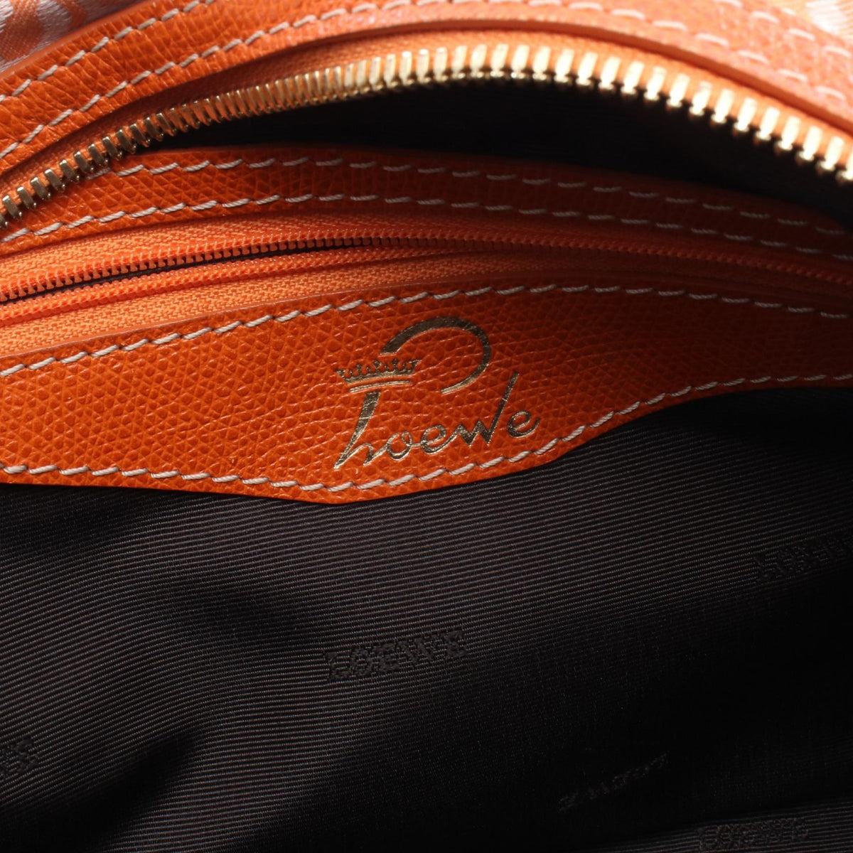 LOEWE Anagram Small Bowling Bag Handbag Orange canvas leather 2101219713298