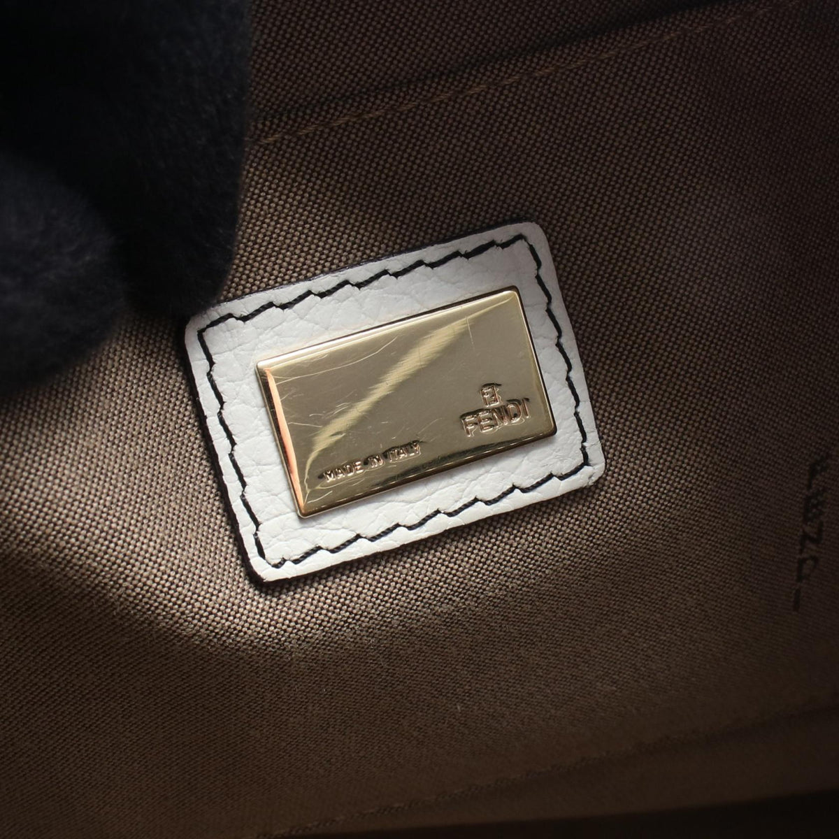 FENDI Zucchino Shoulder Bag Black/Gray/White canvas leather 2101219722689