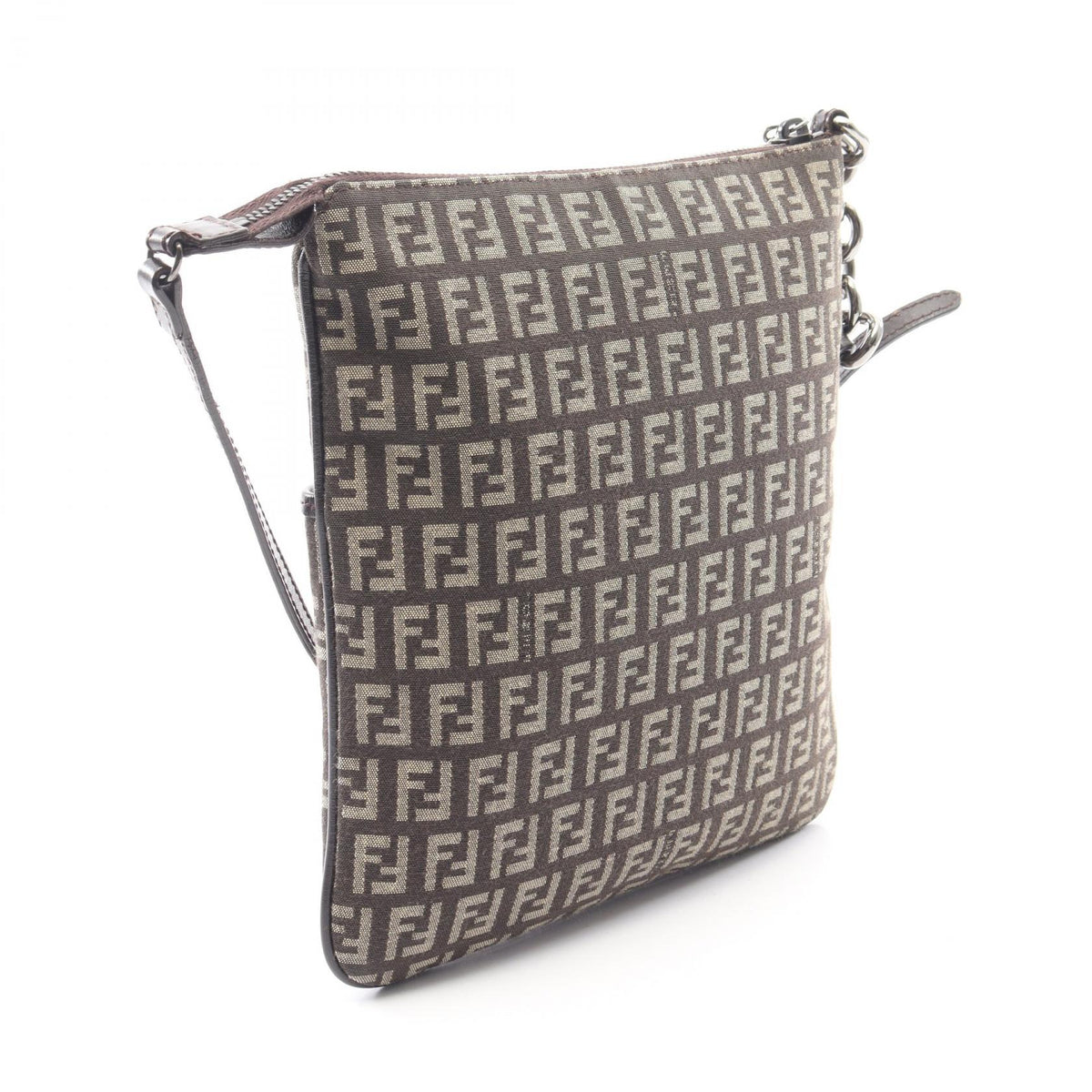 FENDI Zucchino Shoulder Bag Brown canvas�leather 8BT150 2101219747187