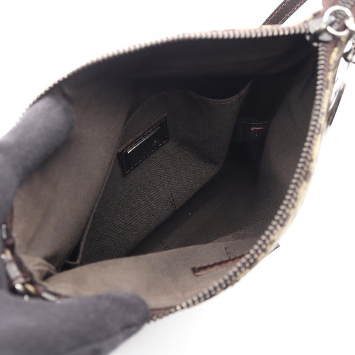 FENDI Zucchino Shoulder Bag Brown canvas�leather 8BT150 2101219747187
