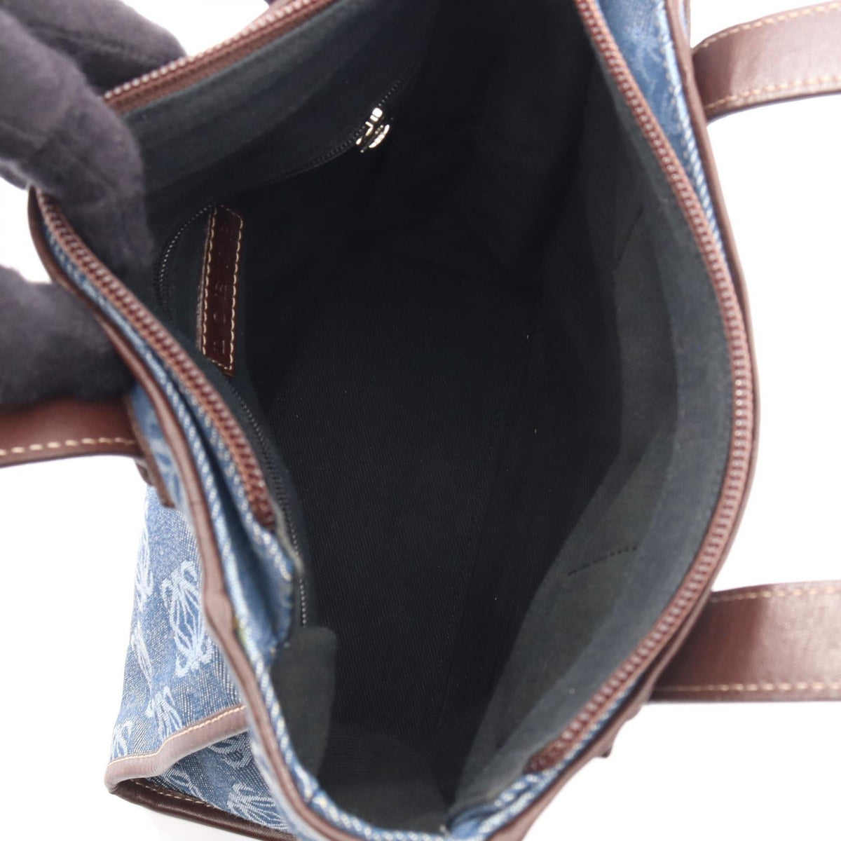 LOEWE Repeat anagram Tote Bag Navy/Brown canvas leather 2101220011239