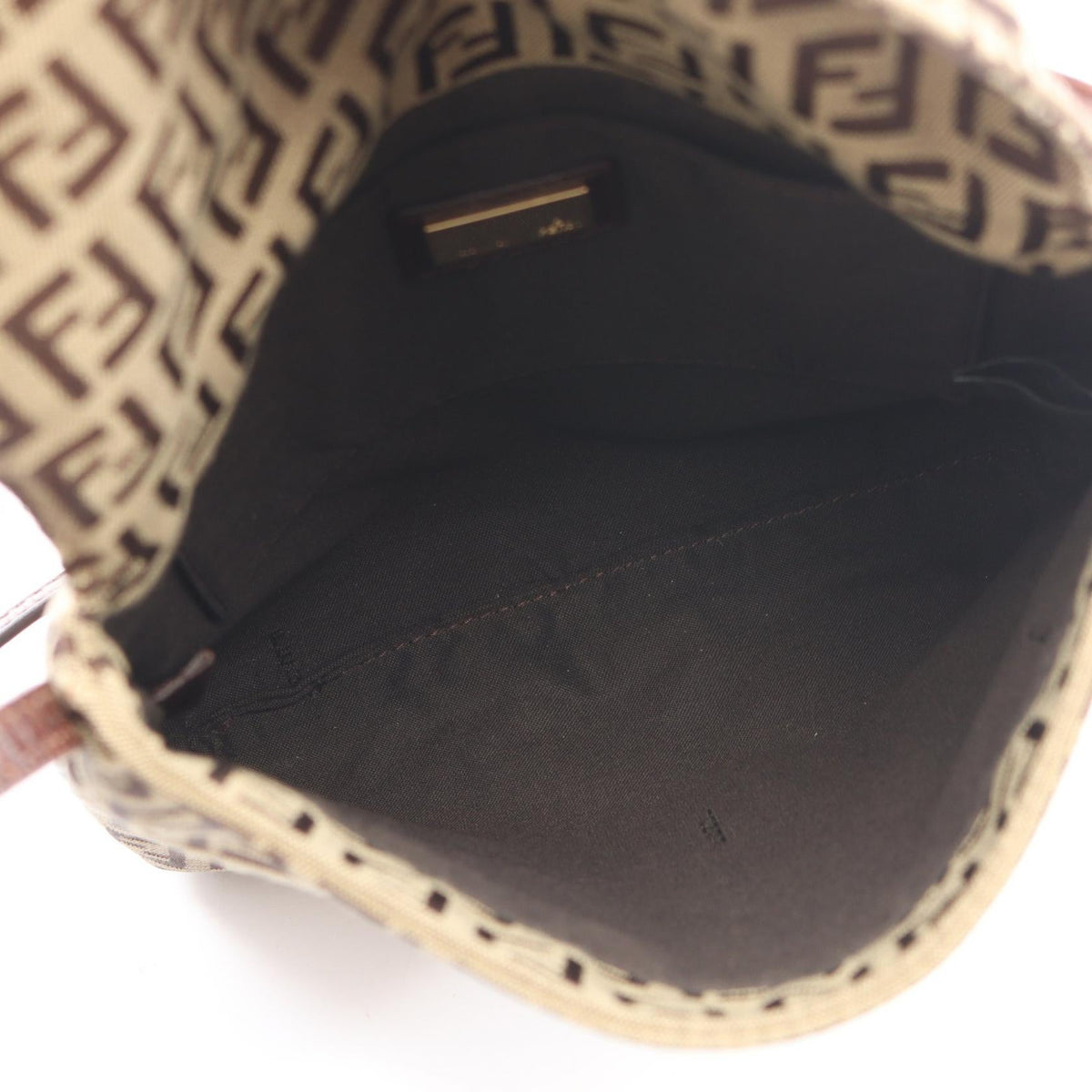 FENDI Zucchino Shoulder Bag Beige/Brown canvas leather 8BT075 2101220095192