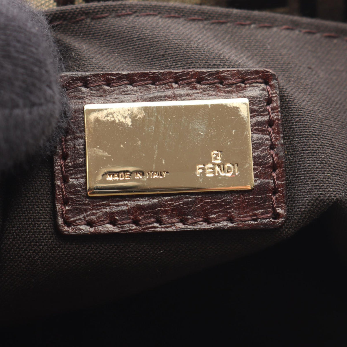 FENDI Zucchino Shoulder Bag Beige/Brown canvas leather 8BT075 2101220095192