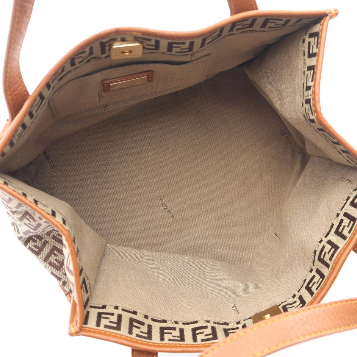 FENDI Zucchino Tote Bag Beige/Brown canvas 8BH152 2101220094935