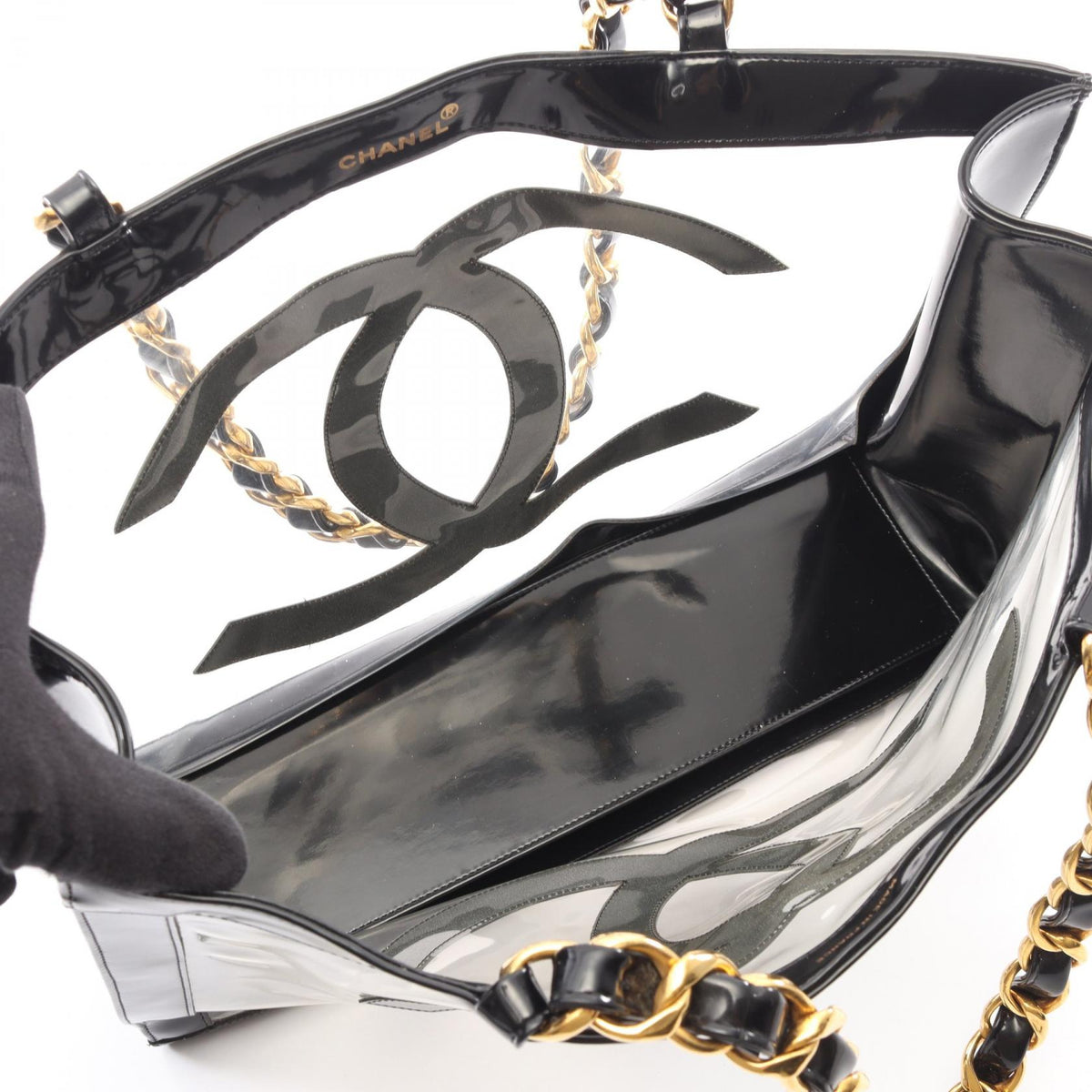 CHANEL Black/Clear COCO Mark Plastics�Patent leather 2101220099312
