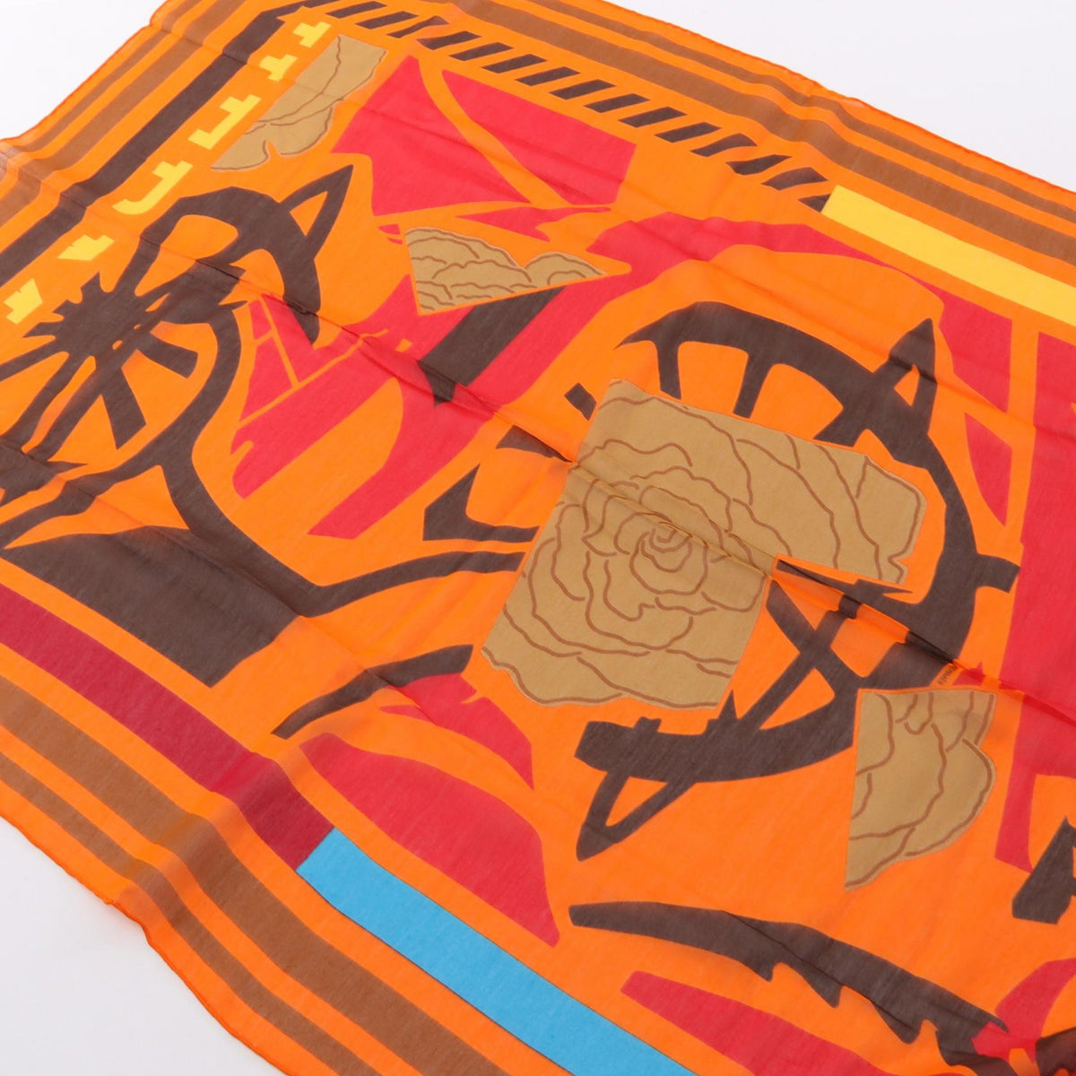 HERMES PUZZLE StallOrange Orange Orange/Red/Brown silk silk cotton 2101220076573
