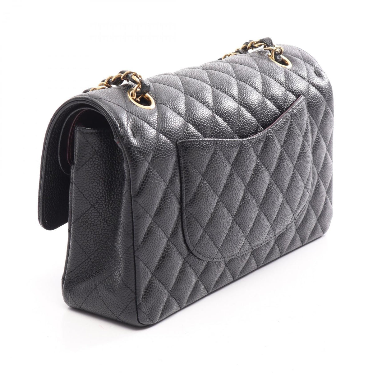 CHANEL Black Matelasse W flap Grained Calfskin leather 2101220037819