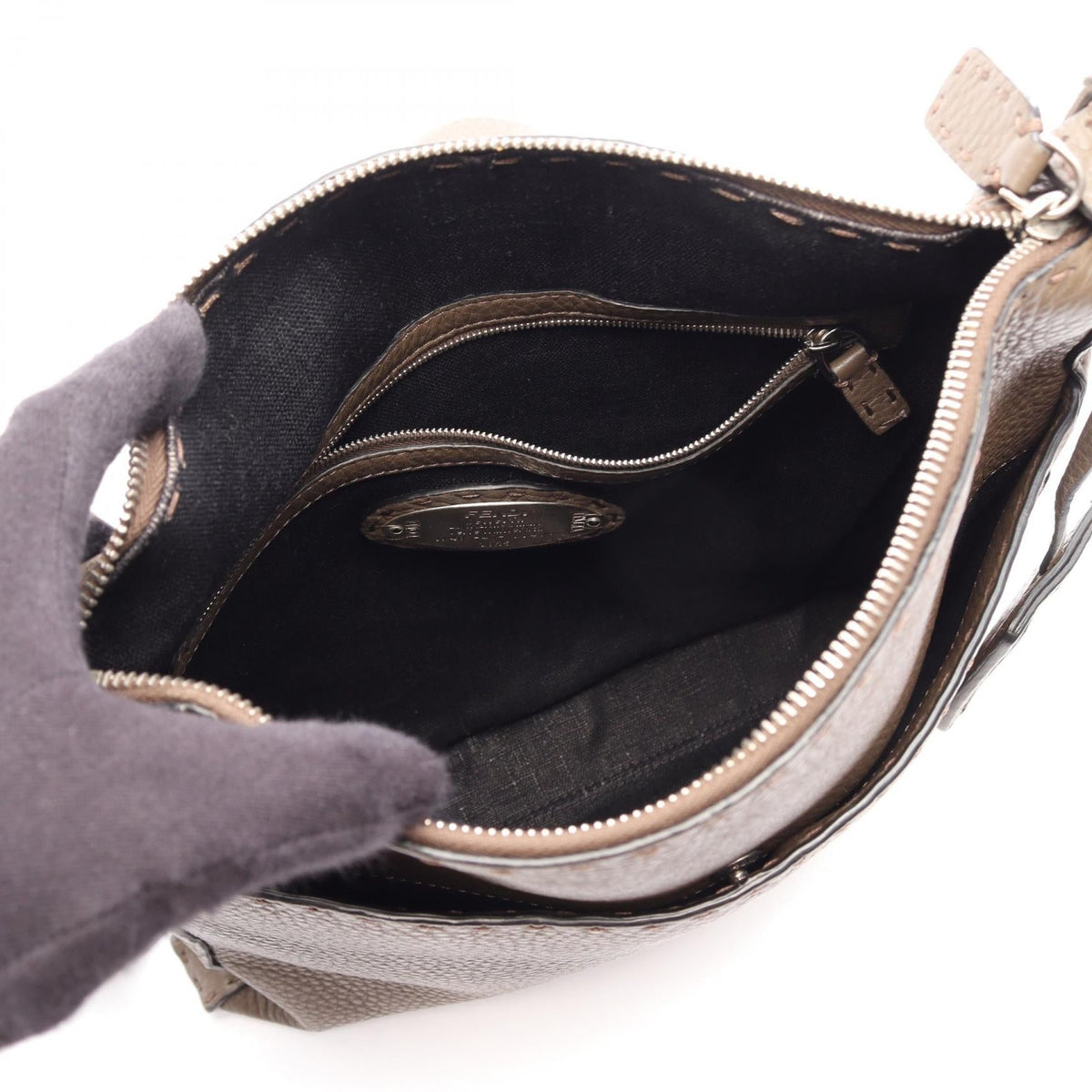 FENDI Selleria Shoulder Bag Gray leather 7VA320 2101220052782