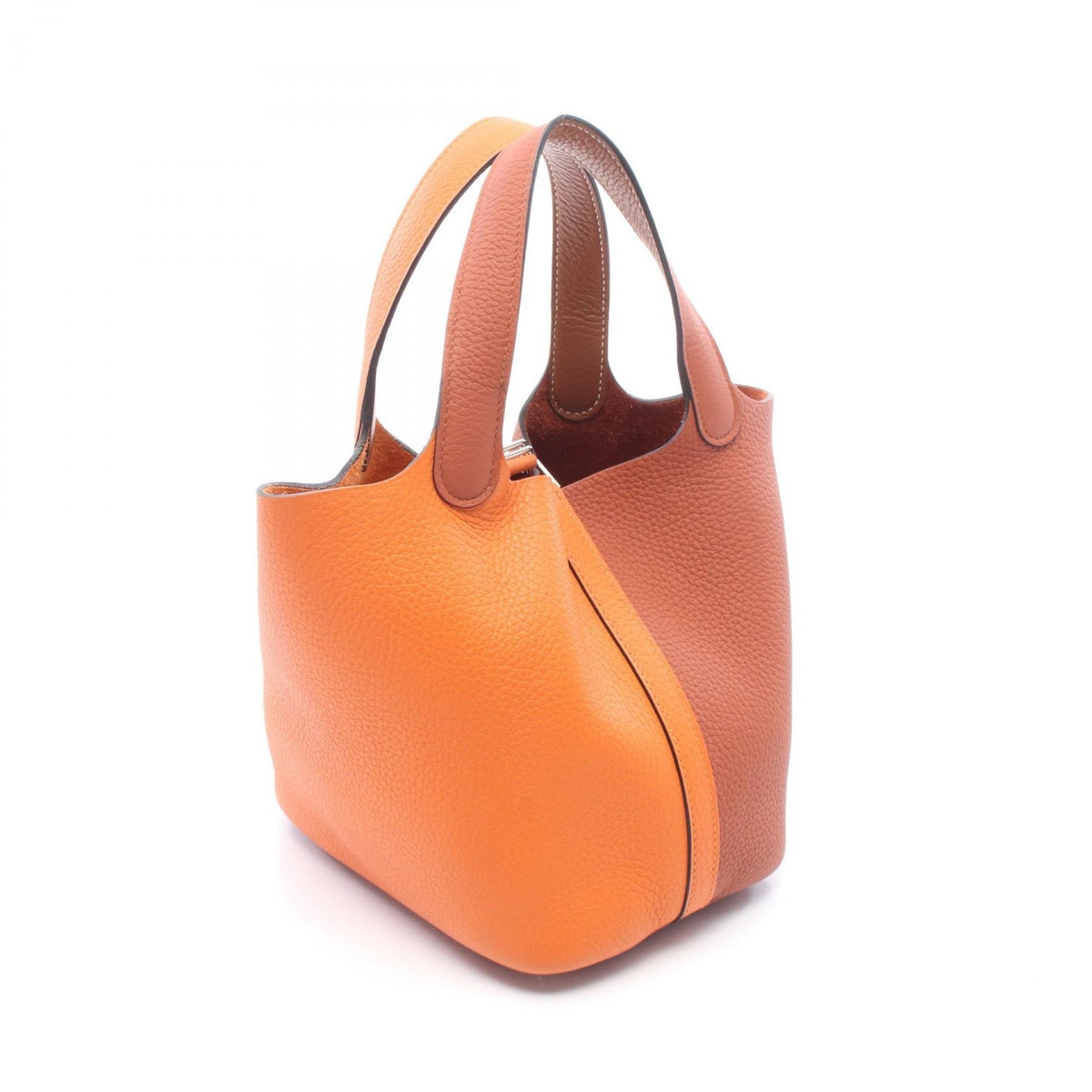 HERMES Picotin Rock PM Kazak Cuivre Gold HandbagOrange Orange Orange/Bordeaux/Brown Taurillon Clemence Other Taurillon Clemence 2101220060473