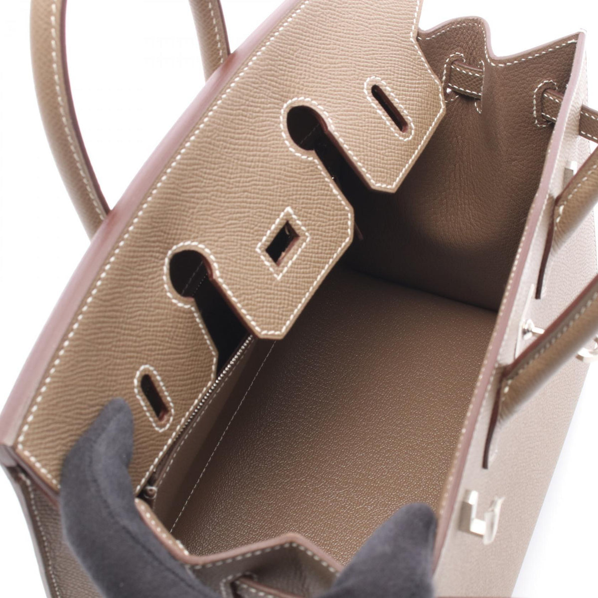 HERMES Birkin 25 Sellier Etoupe Grey Handbag Gray Epsom Other Epsom 2101220063283