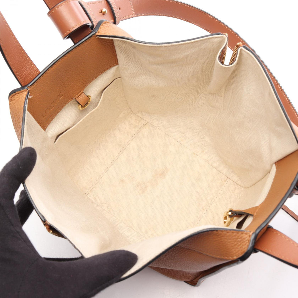 LOEWE Hammock Bag Compact 2-Way Handbag Brown leather 2101220084912